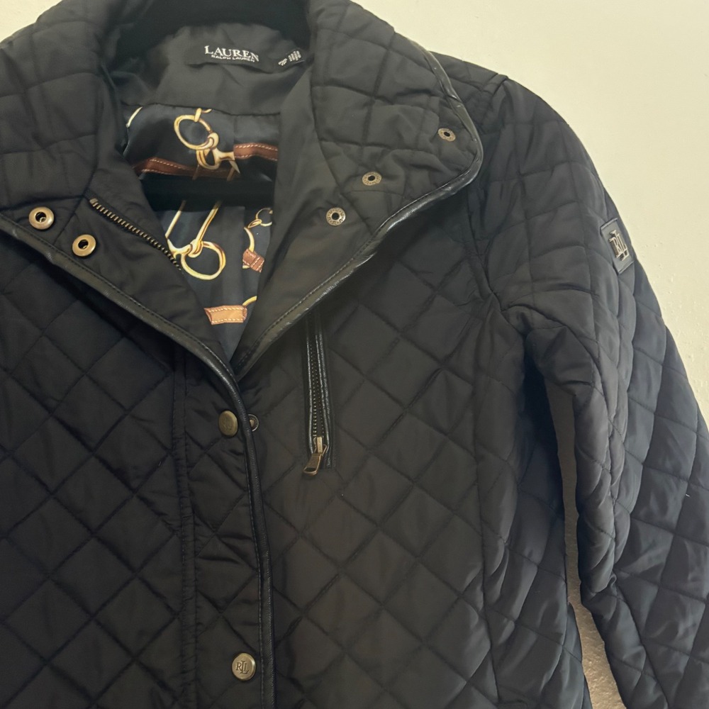 Lauren Ralph Lauren Black Quilted Long Walker Coat Jacket Petite XS PXS TP